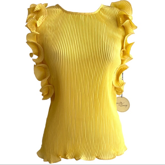 Milk & Honey Tops - Pleated Chiffon Ruffle Top